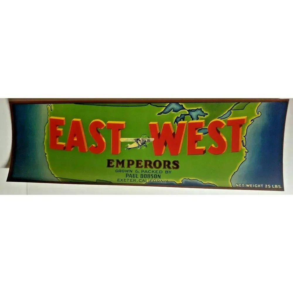 Vintage East West Emperors Original 1940s Exeter CA Paul Dobson Crate Label Z-2